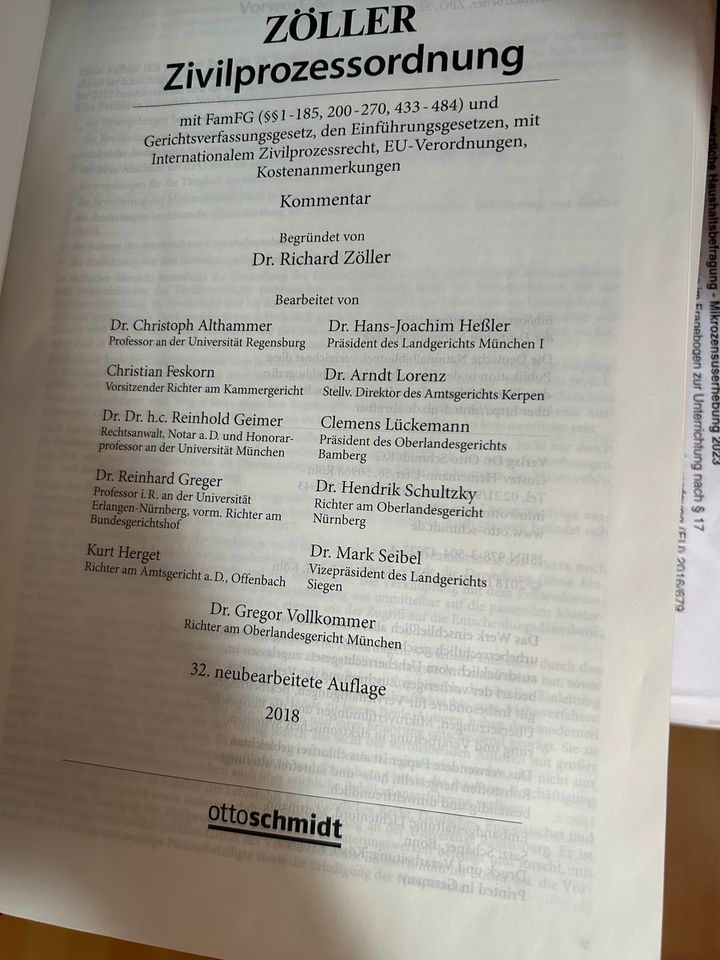 Zöller ZPO Kommentar, 32. Auflage 2018 in Halle