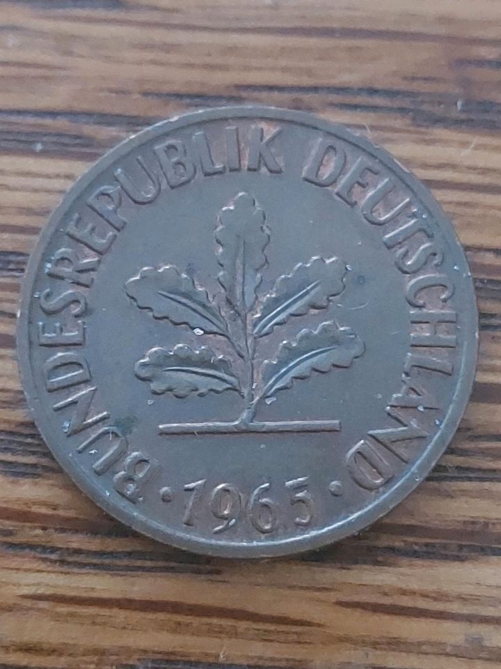2 Pfennig Münze 1965 Prägestätte D Fehlprägung (nicht magnetisch) in Altdorf bei Nürnberg