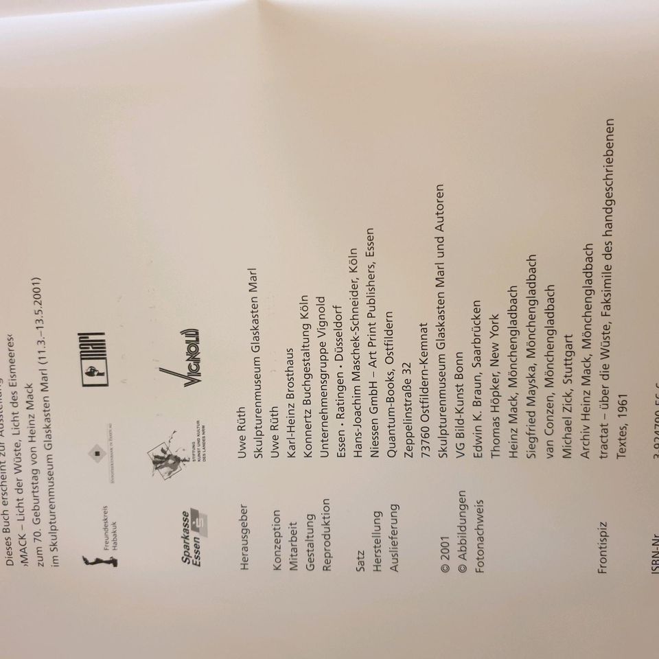 Buch " MACK - LICHT der WÜSTE ..." signiert / von 2001 in Recklinghausen