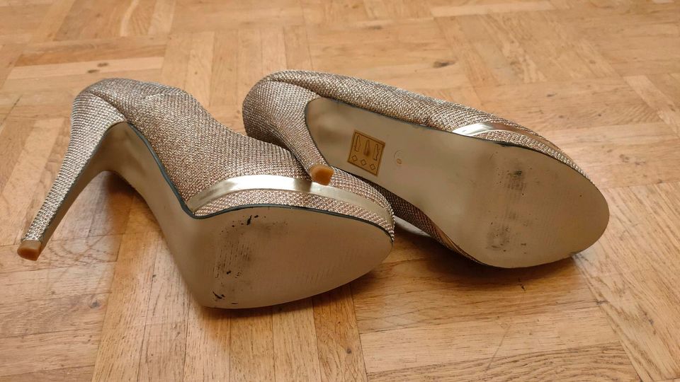 Pumps Jumex gold Glitzer Silvester Hochzeit 40 in Reinfeld