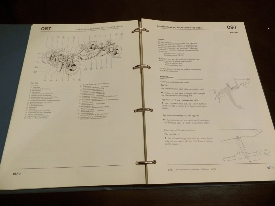 Werkstatthandbuch Mercedes W 100 107 114 115 116 123 M 130 180 MB in Wittstock/Dosse