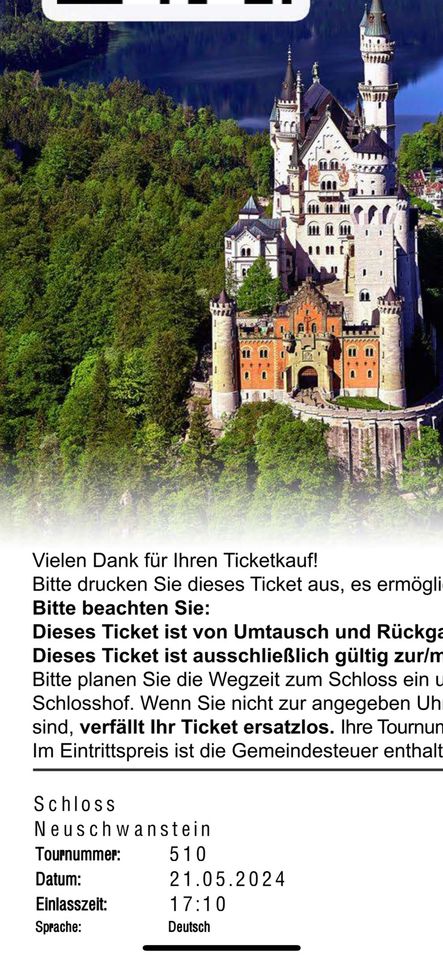 Neuschwanstein Eintrittskarten und Führung Deutsch - 2 Stück in Lippstadt