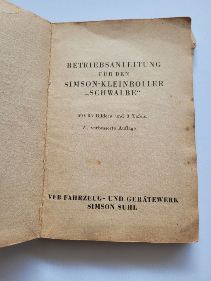 Betriebsanleitung Simson Kleinroller Schwalbe KR51 Handschaltung in Bielefeld