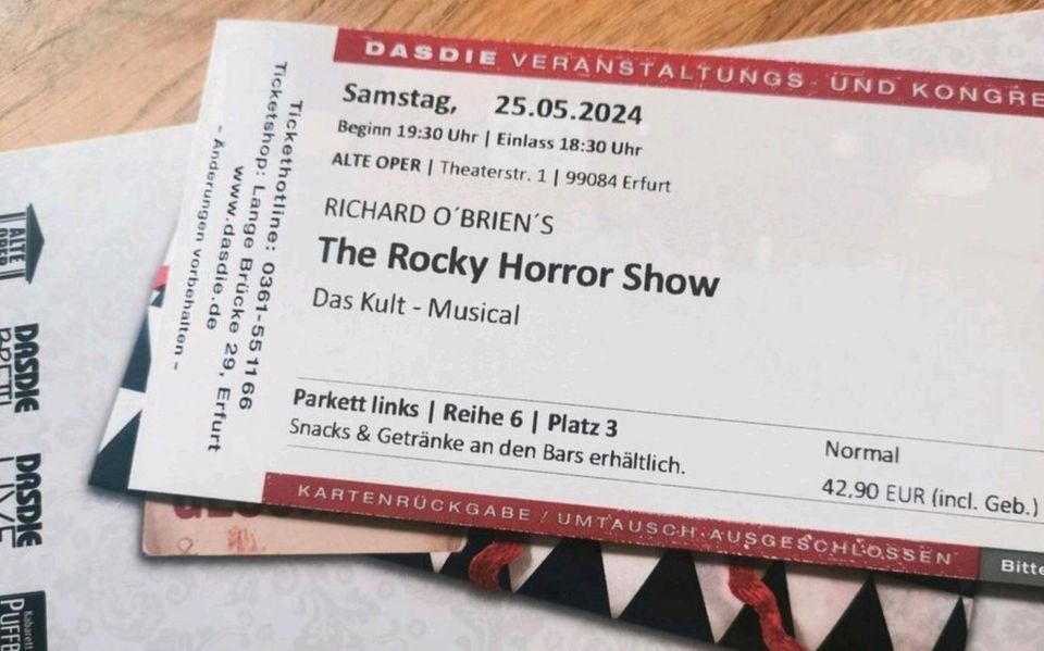 2 Tickets für die Rocky Horror Show in Erfurt, 25.05.2024 in Erfurt