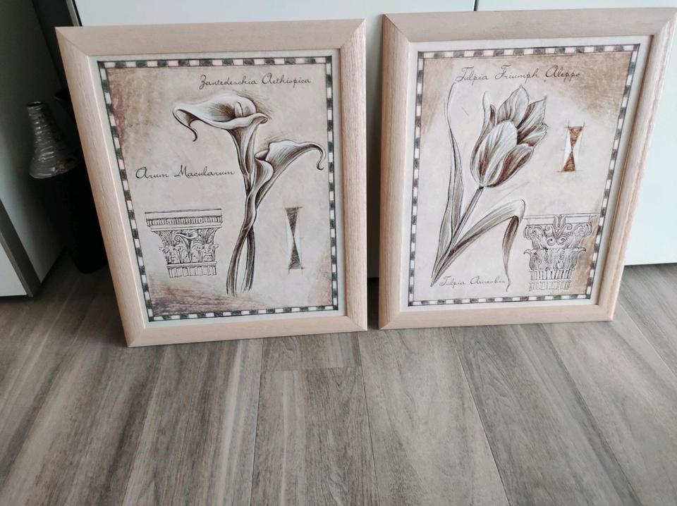 Wohnzimmer Bilder mit Rahmen Blumenmotiv, Preis für die beiden in Schweinfurt