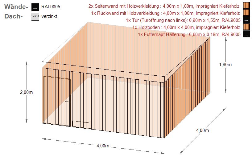 Hundezwinger 4x4x2m Holzwände Zwinger Käfig inkl. Lieferung in Schwäbisch Hall