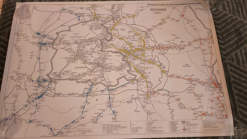 1983 Betriebsstreckenplan Rbd Berlin D+B, Gleisplan, Streckenband in Bernau