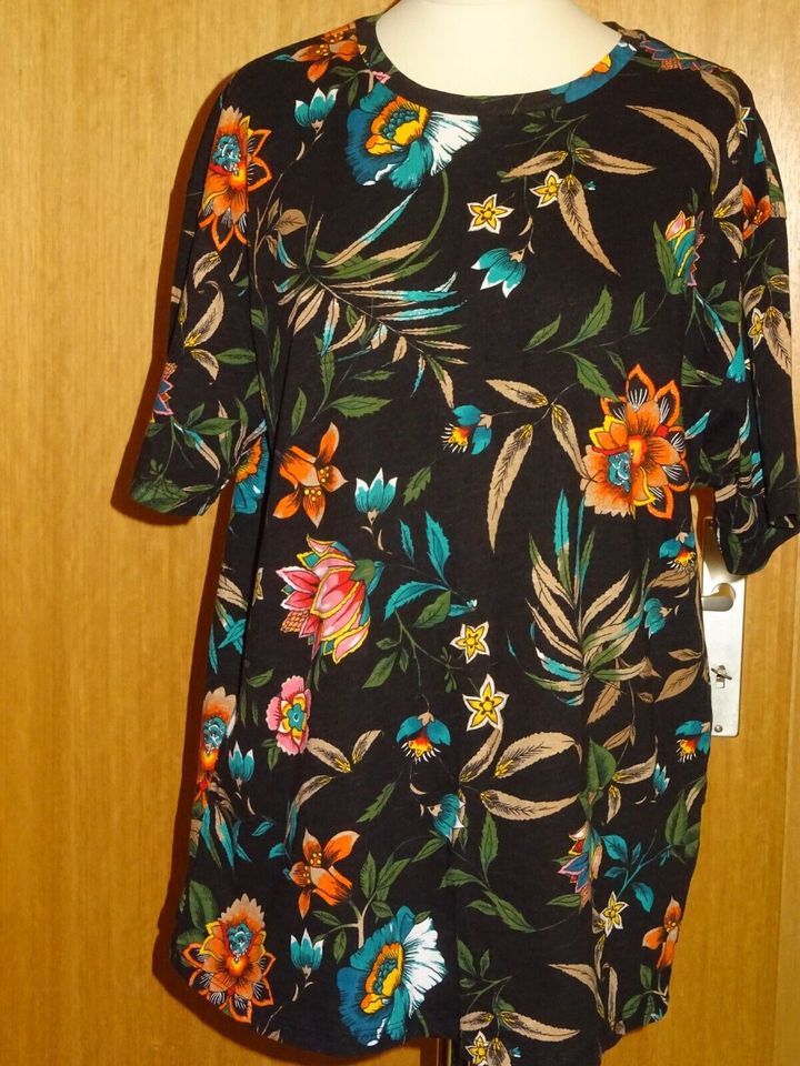 Shirt Bluse L 40/42 Zara Baumwolle bunt schwarz Blumen kurzarm n in Koblenz