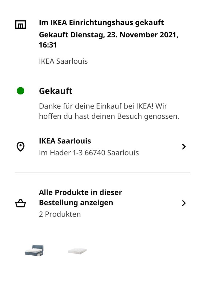Ikea Tufjord Bettgestell inkl. Lattenrost und Matratze in Überherrn