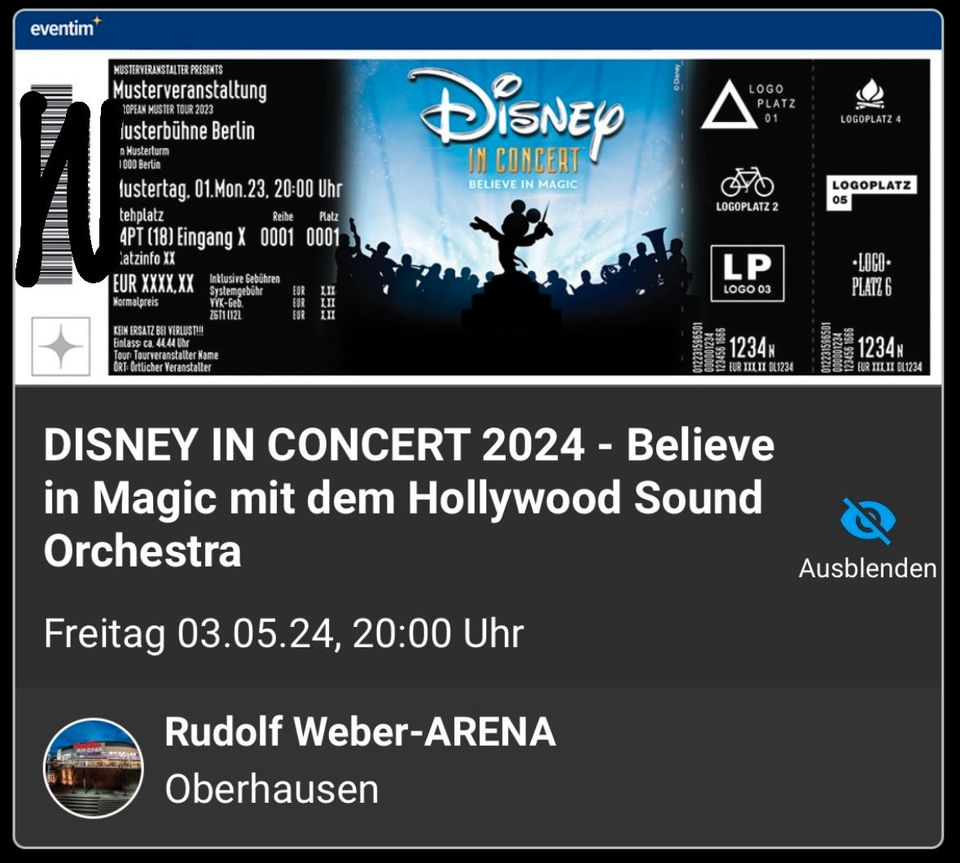 2 Tickets DISNEY IN CONCERT 03.05.2024 Oberhausen in Wachtberg