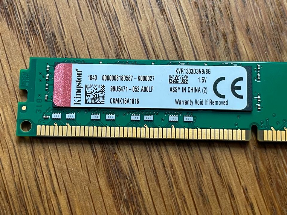 Kingston 8GB DDR3-1333MHz 240-Pin KVR1333D3N9/8G RAM Speicher in Petershagen