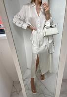 NEU H&M SATIN PERLMUTT WEISS CREME ROCK MIDI MAXI NATURSTOFF Nordrhein-Westfalen - Gangelt Vorschau
