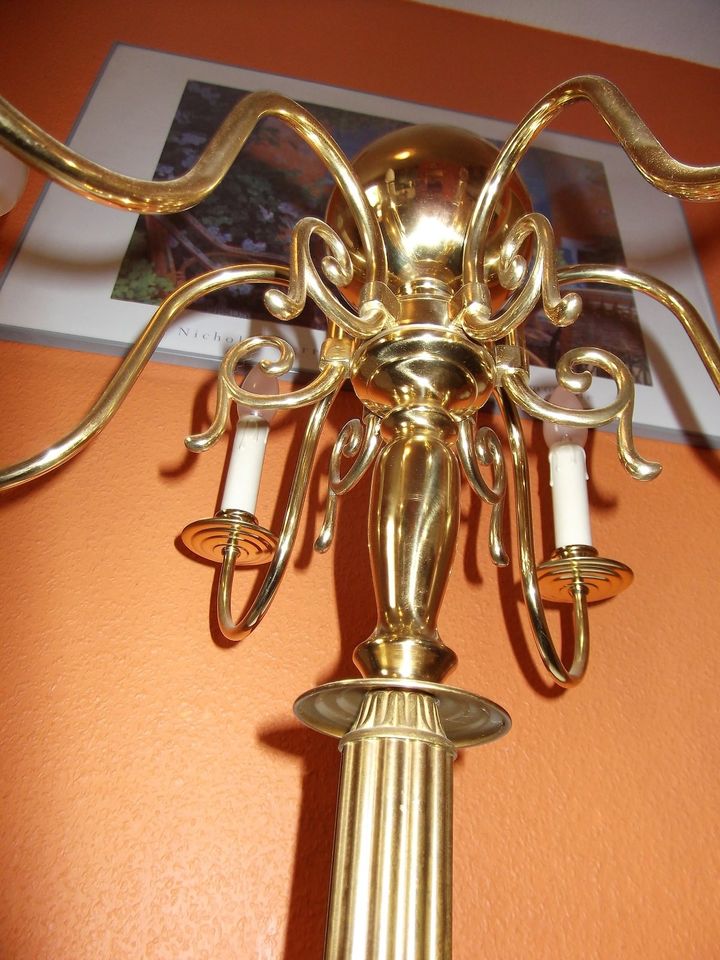 Stehlampe Kronleuchter XL Messing Bronze Still 6 Flammig UNIKAT ! in Ingelheim am Rhein