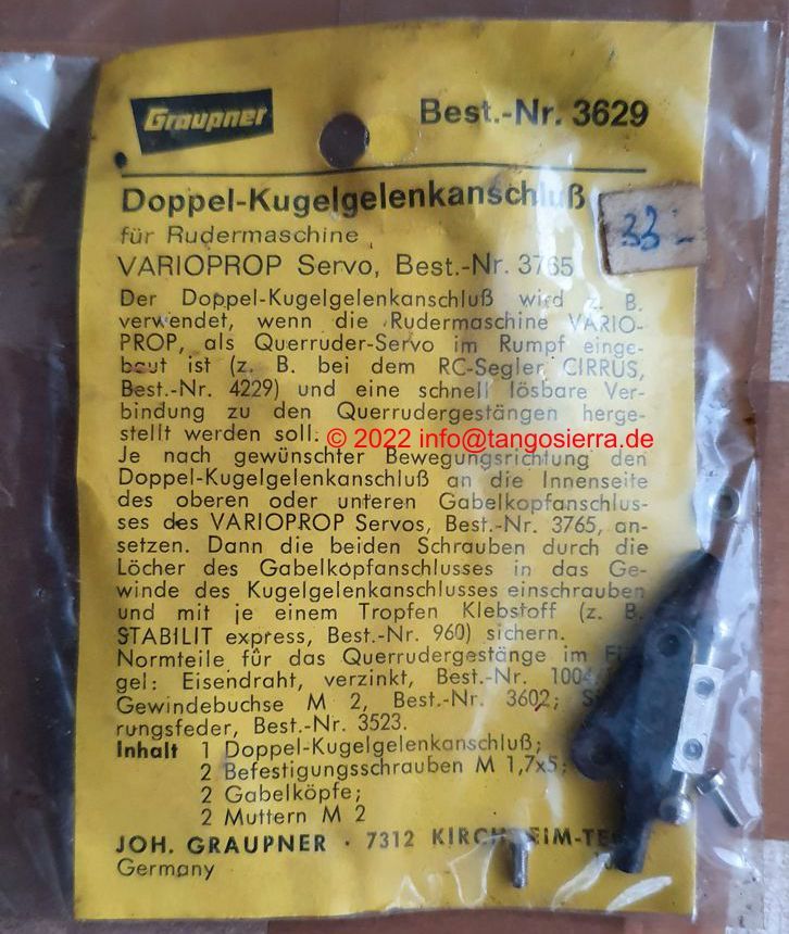 GRAUPNER 3629 Doppel Kugelgelenkanschluß in Lalendorf