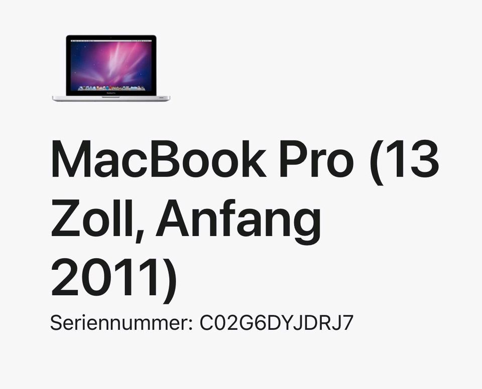 MacBook Pro 13 Zoll Anfang 2011 OHNE Festplatte in Freiburg im Breisgau