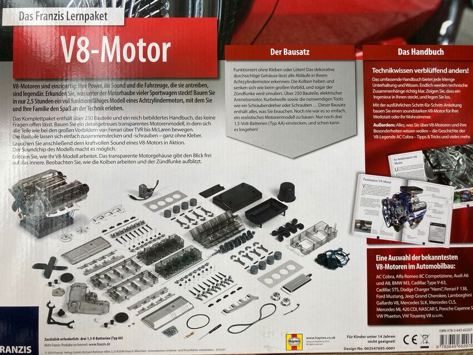 V8-Motor, 250Teile Bausatz, originalgetreues Modell, OVP, NP 130€ in Passau