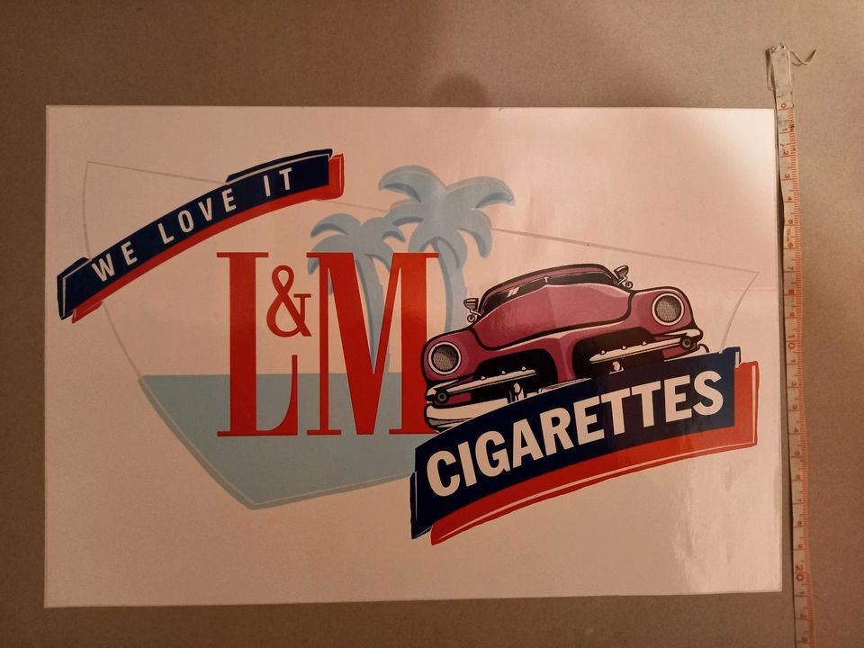 XXL Werbe-Aufkleber L&M cigarettes selten rar groß  31x21 cm in Schorndorf