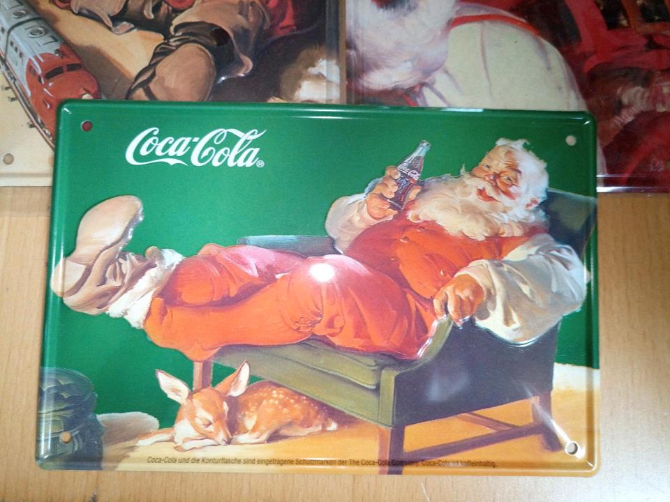Coca Cola Blechschild Weihnachten Weihnachtsmann  Blech klein in Herrenberg