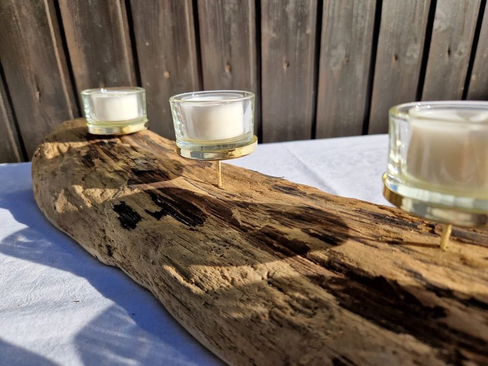Kerzenhalter aus Treibholz für Teelichter Unikat in Seefeld