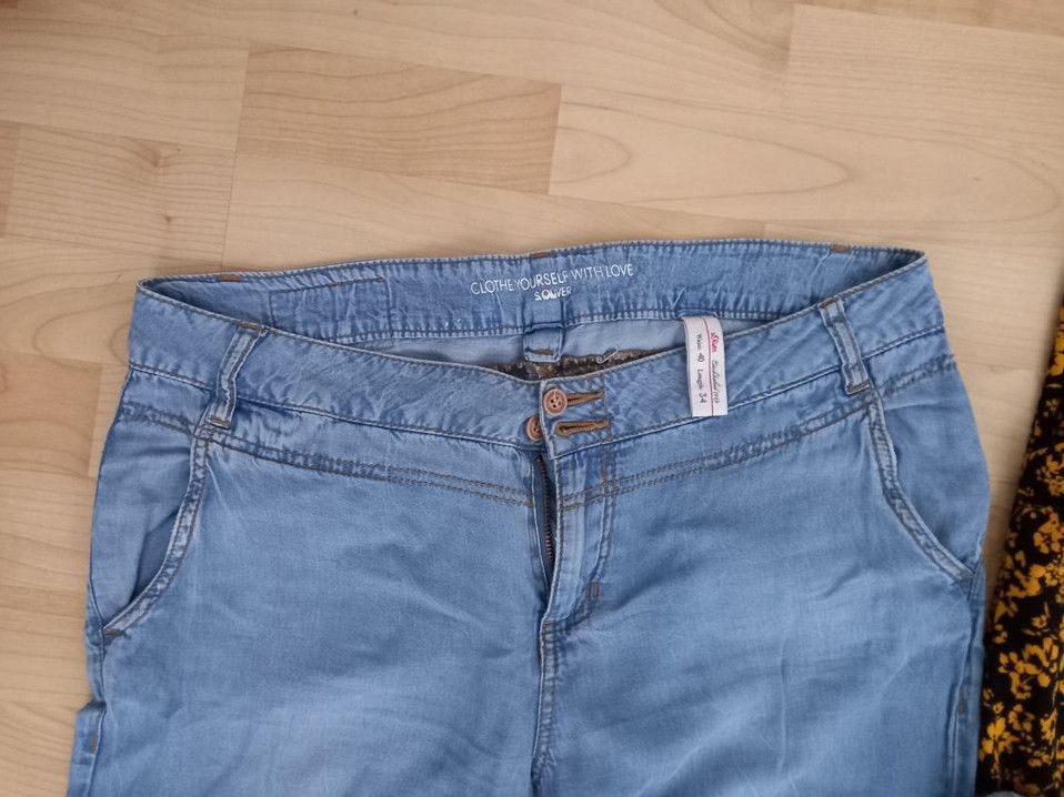 Damen Hosen stoff Weit schwarz Jeans kurz lang blau L 34 40 42 in Callenberg b Hohenstein-Ernstthal