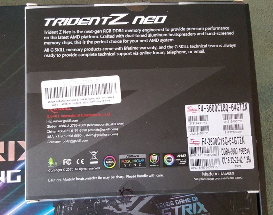 G.Skill TridentZ Neo 32GB DDR4 3600 RGB RAM in Cuxhaven