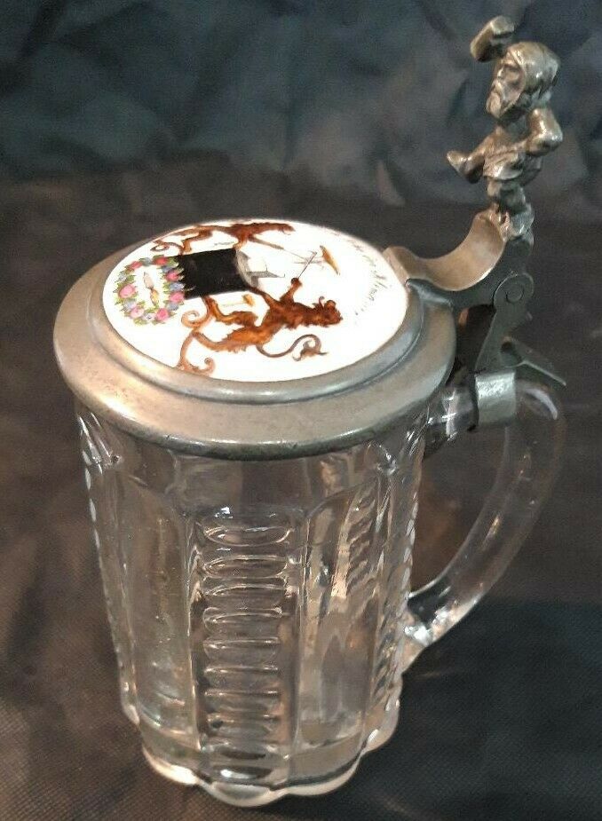 Bierkrug - Glas - Zinn - „Hoch lebe der Klempner!“ - um 1900 in Hiltrup
