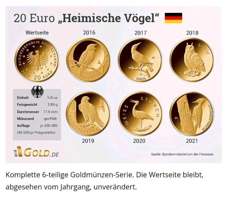 20 Euro Gold - 2020 - Heimische Vögel - Weißstorch F mit Box in Wermelskirchen