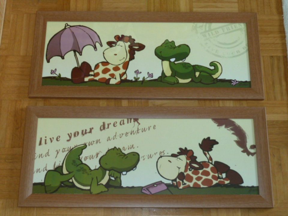 2x Bilderrahmen "Wild Friends" (77 x 32 x 2 cm) Kinderzimmer Deko in Birstein