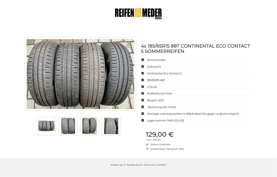 4x 185/65R15 88T CONTINENTAL ECO CONTACT 5 SOMMERREIFEN #4950 in Bad Tölz