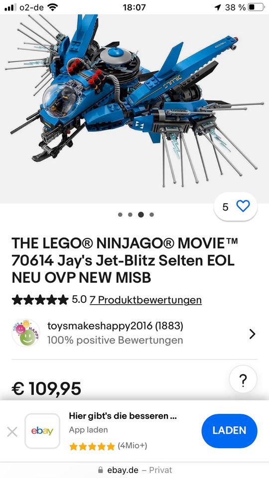 Lego Ninjago Jays Jet Blitz 70614 in Mayen