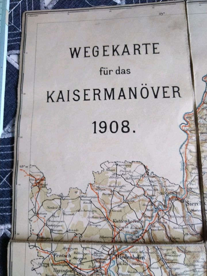 Wegekarte Kaisermanöver PFALZ Militaria 1908 in Chemnitz