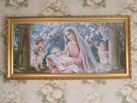 Antikes Heiligenbild Maria, Jesuskind, Engel, Sehr guter Zustand Baden-Württemberg - Burladingen Vorschau