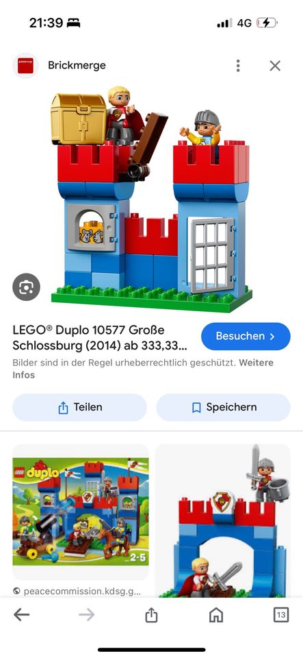 Lego Duplo Ritterburg 10577 in Bad Langensalza