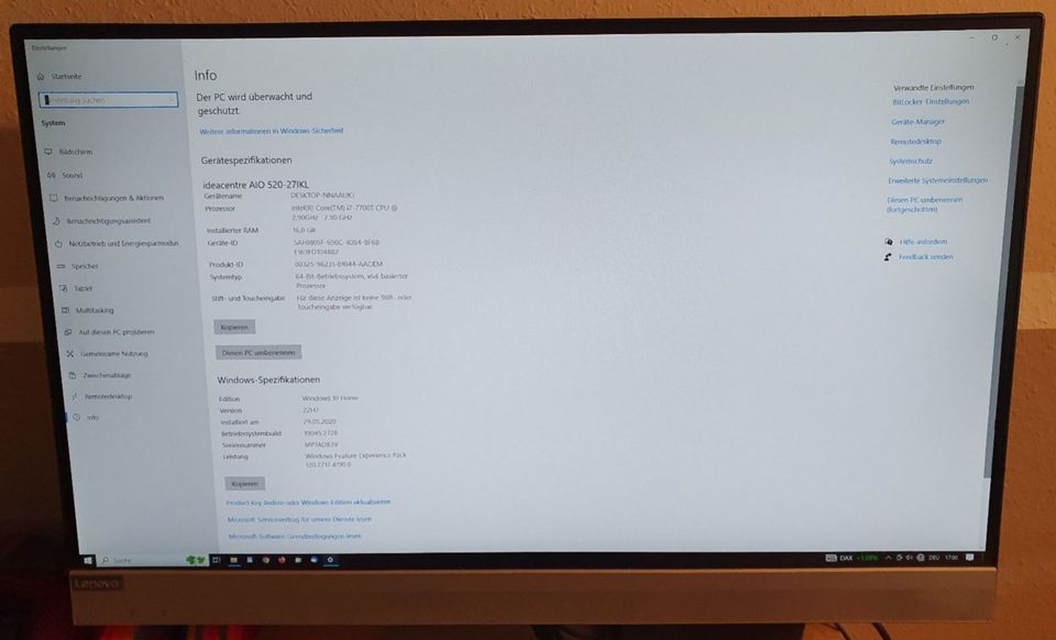 LENOVO AIO 520-27IKL Intel(R) Core(TM) i7-7700T All-in-one in Rottweil