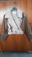 Jacke beige Gr.L kurz mit Eingriffstaschen Kunstlederärmel Gürtel Hessen - Bad Arolsen Vorschau
