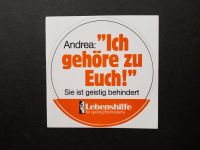 „Ich gehöre zu euch“ Aufkleber Lebenshilfe ca. 1984 Niedersachsen - Wolfsburg Vorschau