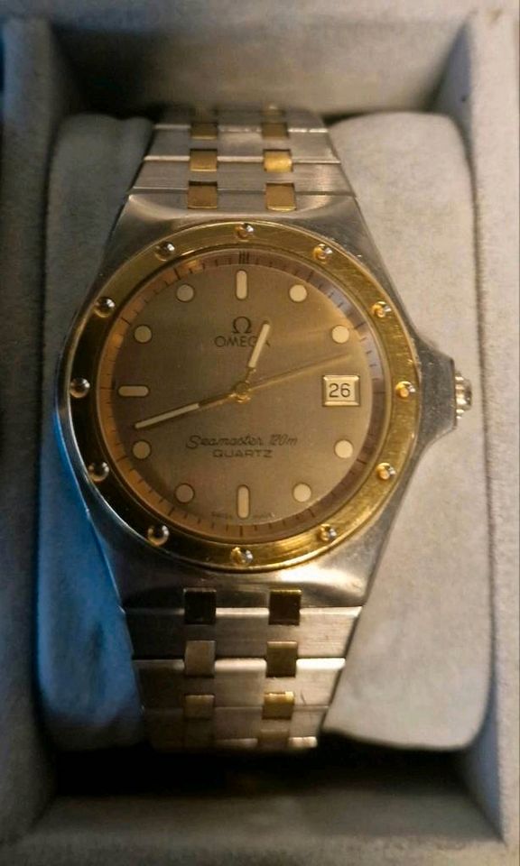 Omega Seamaster 120m Alveoles Stahl/Gold Bicolor Quartz Uhr in Büchenbach