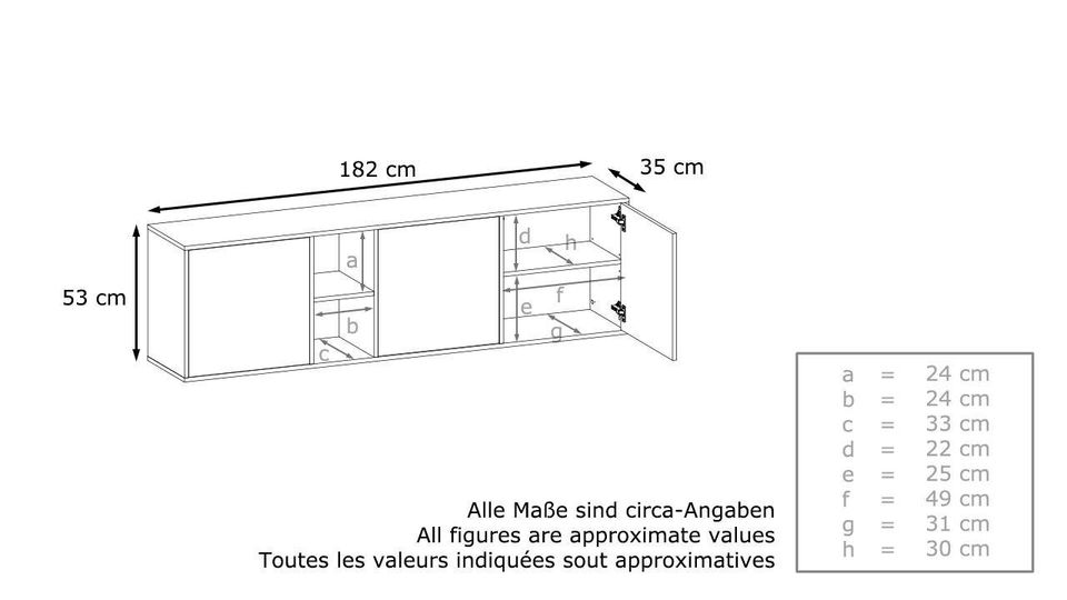 Sideboard Kommode Schrank 182 cm hängend - eiche artisan/schwarz in Bad Oeynhausen