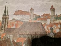 alter Litho Druck Stich Blick zur Burg Nürnberg 39 x 25 cm Baden-Württemberg - Bühl Vorschau