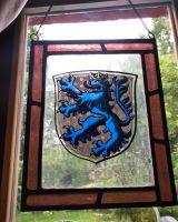 Antikes Glasbild Wappen Löwe Blei Bayern - Stein Vorschau