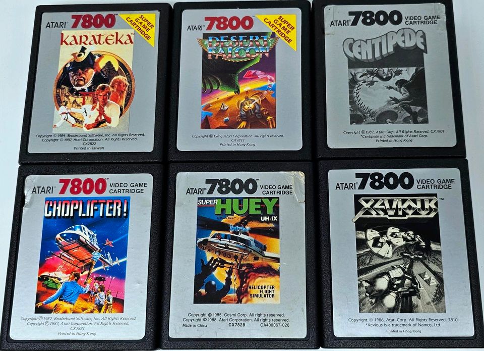 Atari 7800 Centipede Choplifter Karateka Super Huey Xevious Deser in Weiterstadt