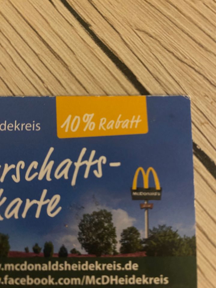 Mc Donalds 10% Karte für den Heide Kreis in Elmshorn
