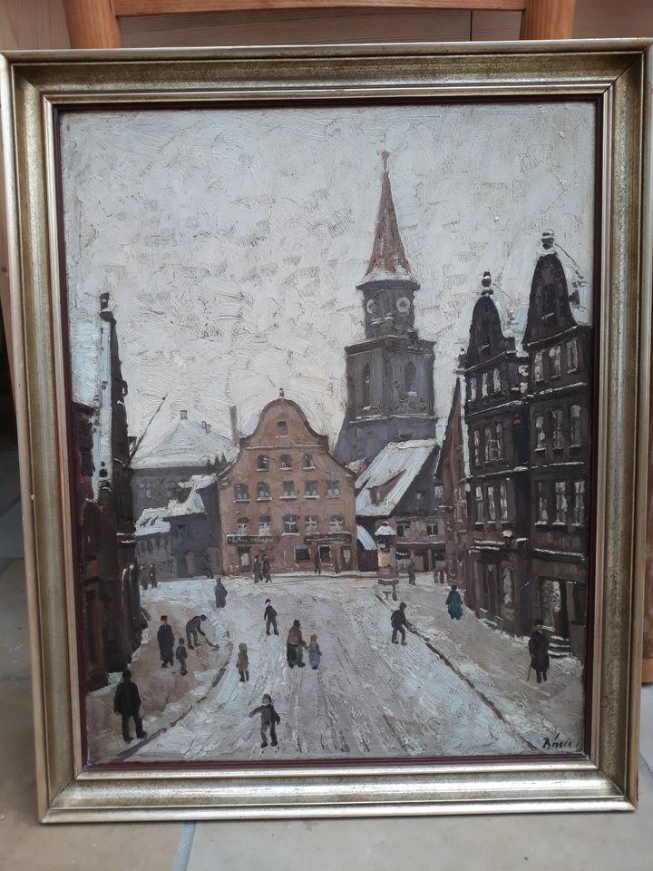 FÜRTH "impressionistische Stadtansicht im Winter",sign PETER BINA in Bückeburg