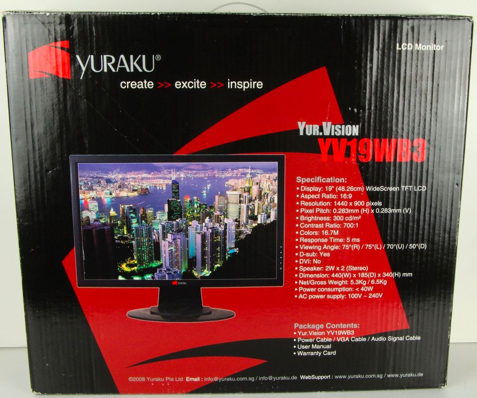 LCD-Monitor Yuraku YV19WB3 19 Zoll Bildschirm Computer PC in Elze