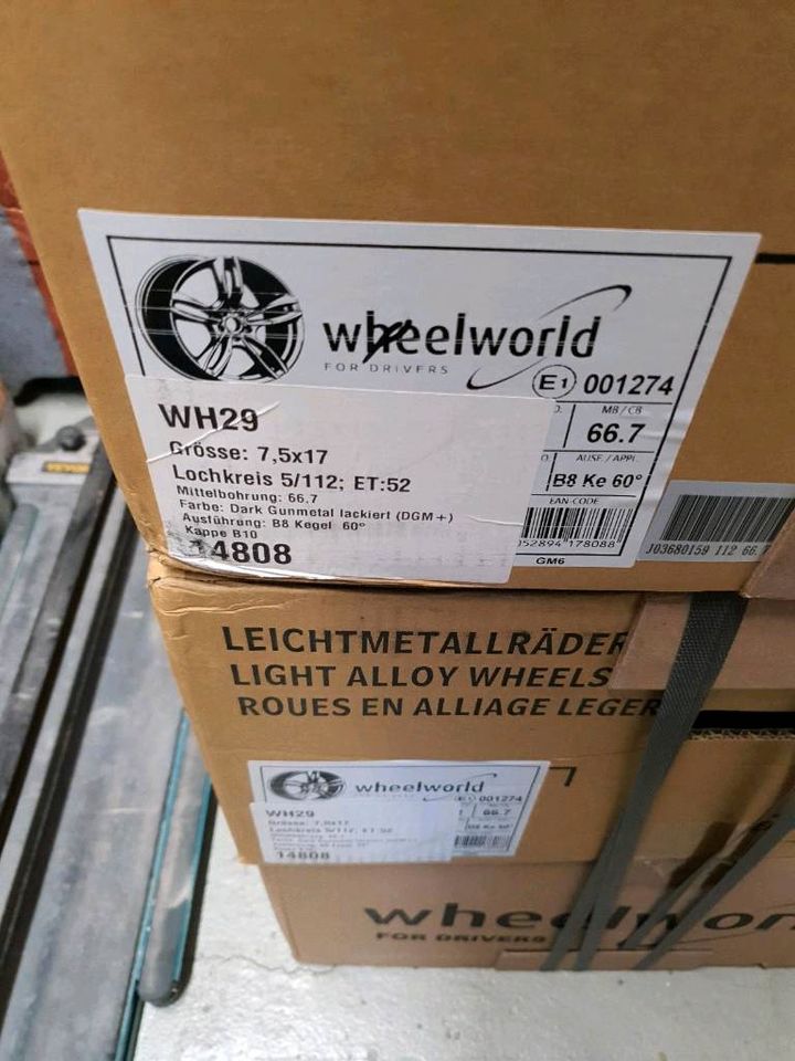 4neuFelgen WHEELWORLD WH29 (GUNMETAL) 7.5X17 ET52 5X112 66.7  neu in Celle