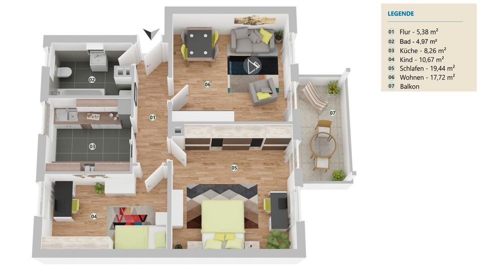 Roigheim - gepflegte 3-Zimmer Wohnung mit Balkon, Terrasse und Garage in Roigheim