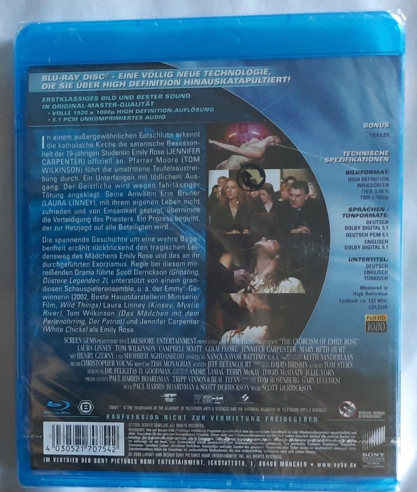 DER EXORZISMUS VON EMELY ROSE - BLURAY BLU-RAY BLUERAY in Schöningen