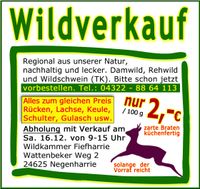 Wild Fleisch aus der Region Wildverkauf regional Neumünster - Negenharrie Vorschau