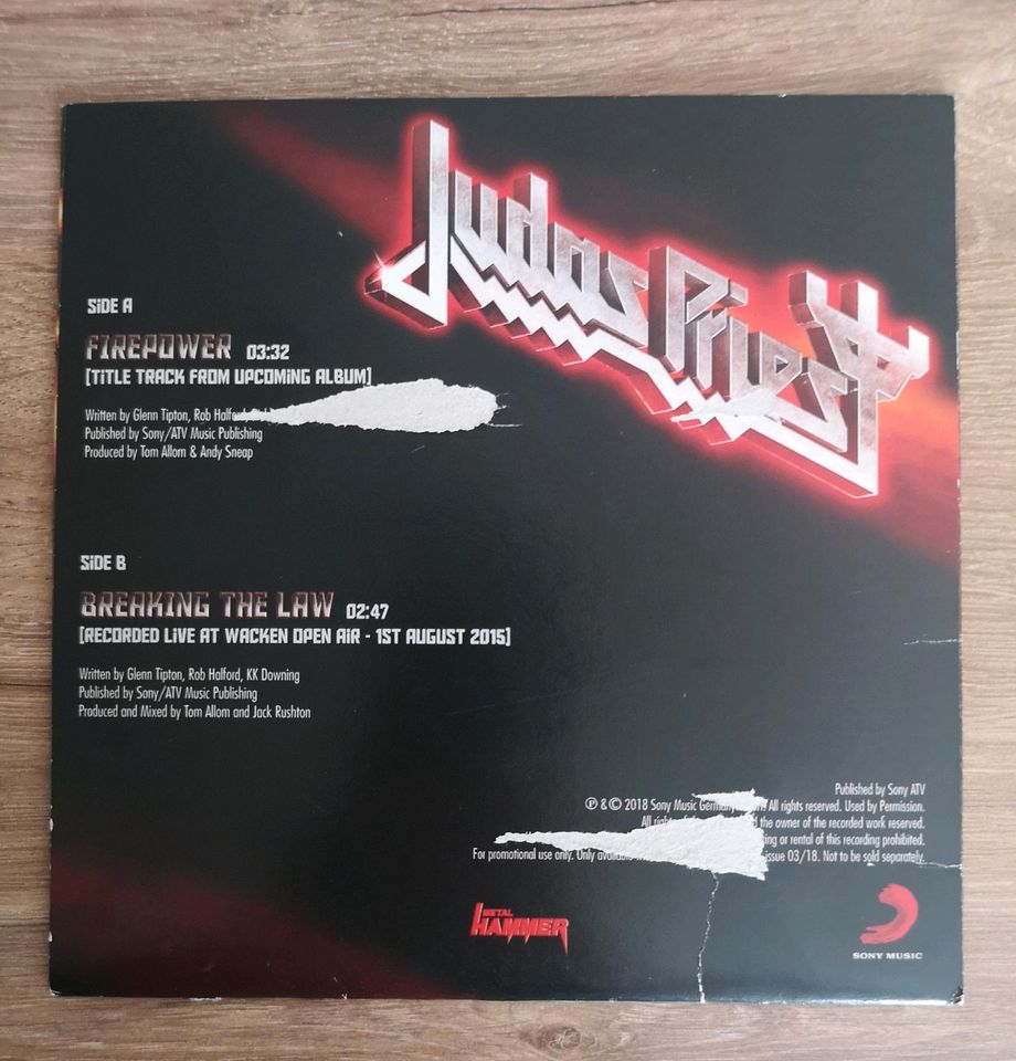 7 " Single Schallplatte - Judas Priest - Firepower, Breaking the in Wesendorf