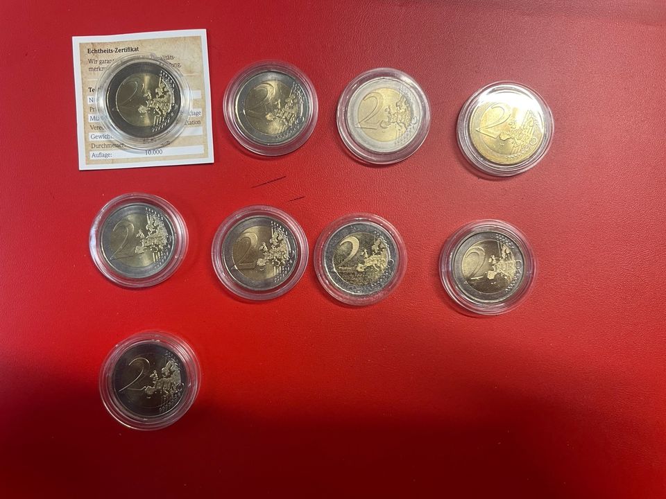 9x 2 Euro Coloriert Farbig Gedenkmünzen in Berlin